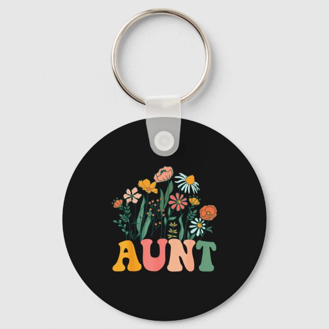 New Aunt Wildflower First Birthday &amp; Baby Show Key Ring (Front)