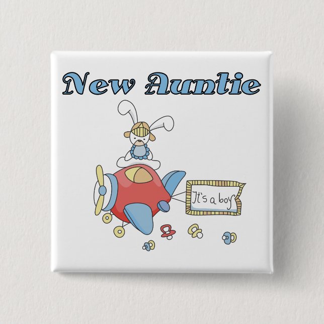 New Auntie - Aeroplane Tshirts and Gifts 15 Cm Square Badge (Front)