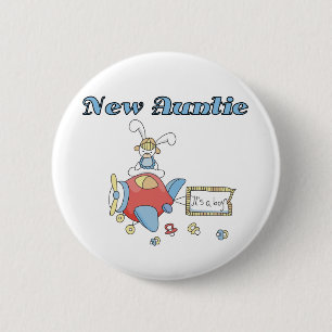 New Auntie - Aeroplane Tshirts and Gifts 6 Cm Round Badge