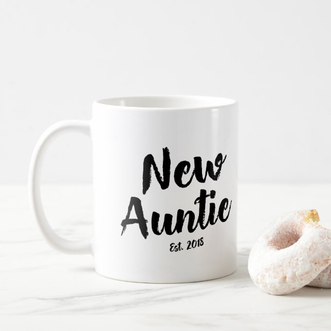 New Auntie Est. 2018, Future Aunt Gift Coffee Mug (With Donut)