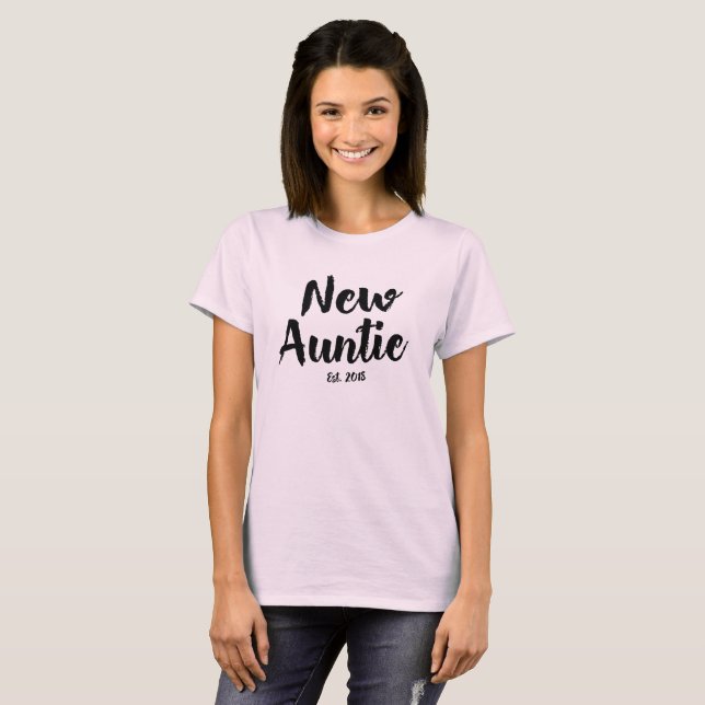 New Auntie Est. 2018, Future Aunt Gift T-Shirt (Front Full)