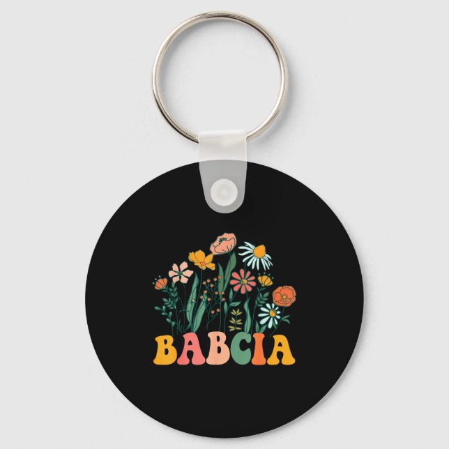 New Babcia Wildflower First Birthday &amp; Baby Sh Key Ring (Front)