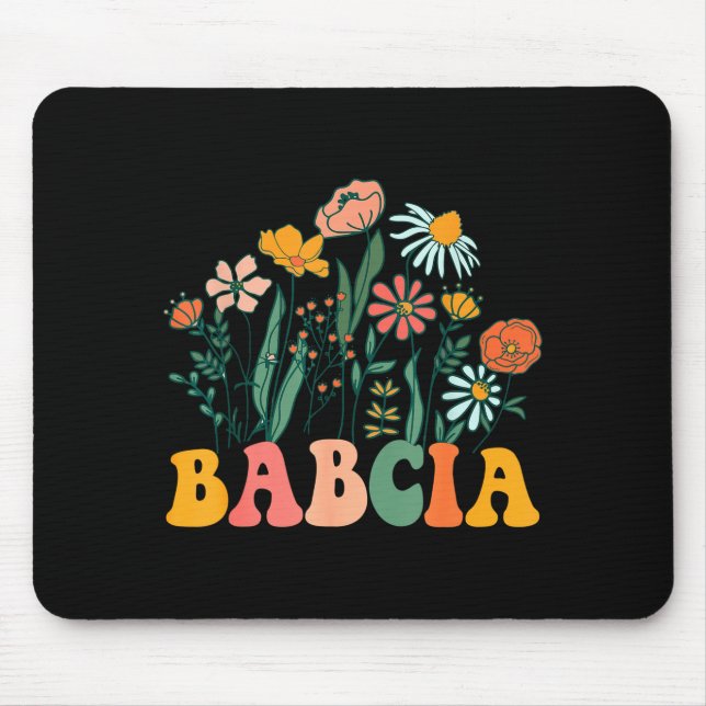 New Babcia Wildflower First Birthday &amp; Baby Sh Mouse Mat (Front)