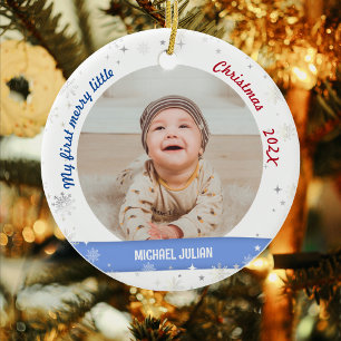 New Baby 2 Photos My First Merry Little Christmas Ceramic Tree Decoration