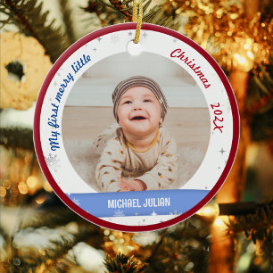 New Baby 2 Photos My First Merry Little Christmas Ceramic Tree Decoration