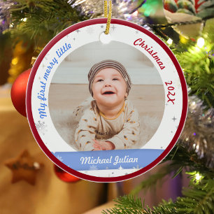 New Baby 2 Photos My First Merry Little Christmas Ceramic Tree Decoration
