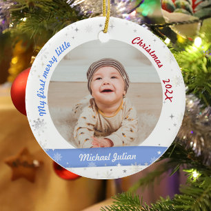 New Baby 2 Photos My First Merry Little Christmas Ceramic Tree Decoration