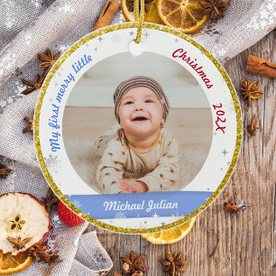 New Baby 2 Photos My First Merry Little Christmas Ceramic Tree Decoration