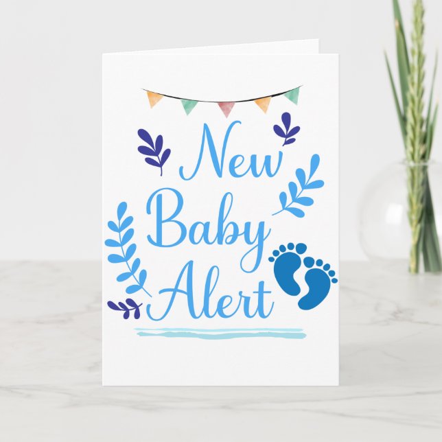 New Baby Alert, blue Baby Quote Card (Front)