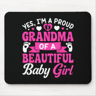 New Baby Announcement 1st Time Proud Girl Grandma Mouse Mat