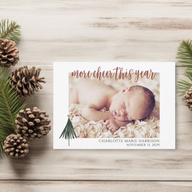 New Baby Announcement Elegant Photo Christmas Card (Creator Uploaded)