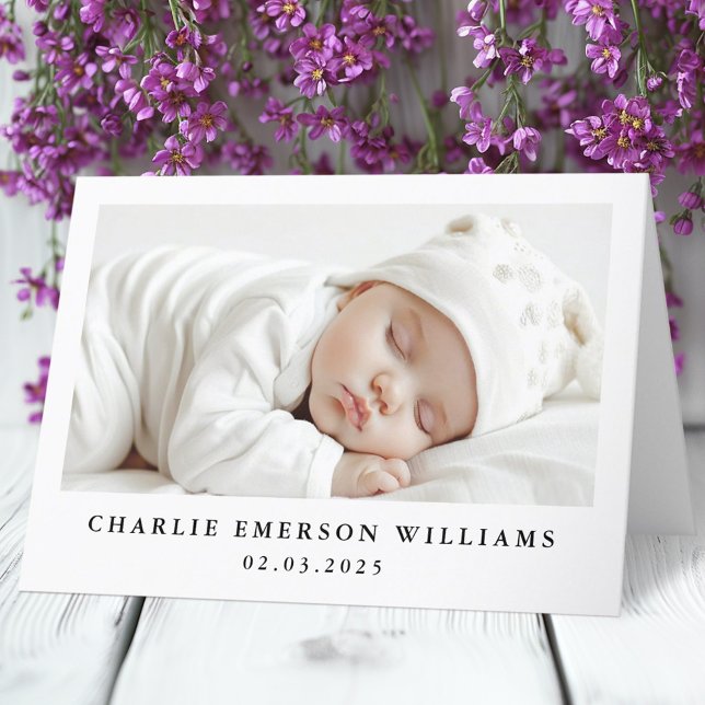 New baby announcement photo thank you card (Newt baby announcement photo thank you card)