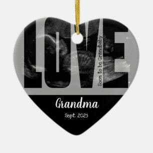 New Baby Announcement - Sonogram with DIY Text Ceramic Tree Decoration