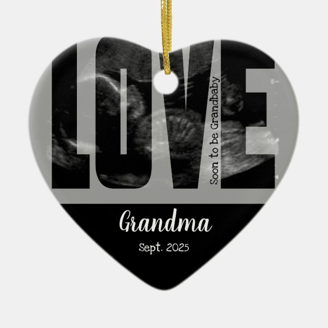 New Baby Announcement - Sonogram with DIY Text Ceramic Tree Decoration (Front)