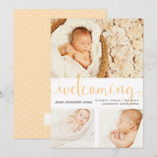 New Baby Announcement Three Photos