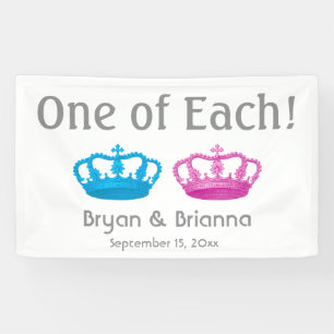 New Baby Announcement TWIN GIRL and BOY Crowns A1 Banner