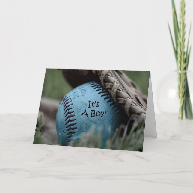New Baby Announcement with Baseball (Front)