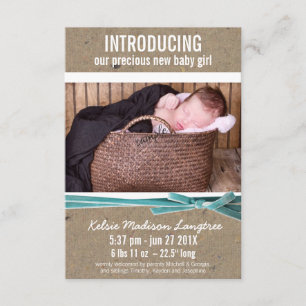 New Baby Announcement with Large Photo