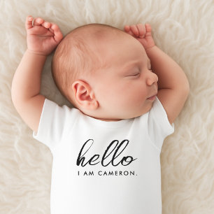 New Baby Arrival Announcement Hello Name Bodysuit