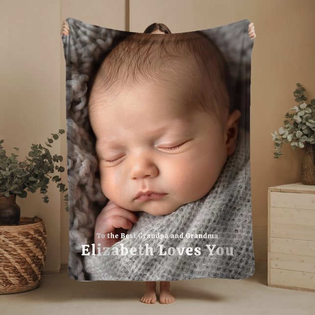 New Baby Arrival Fleece Blanket Grandparent Gift (Creator Uploaded)