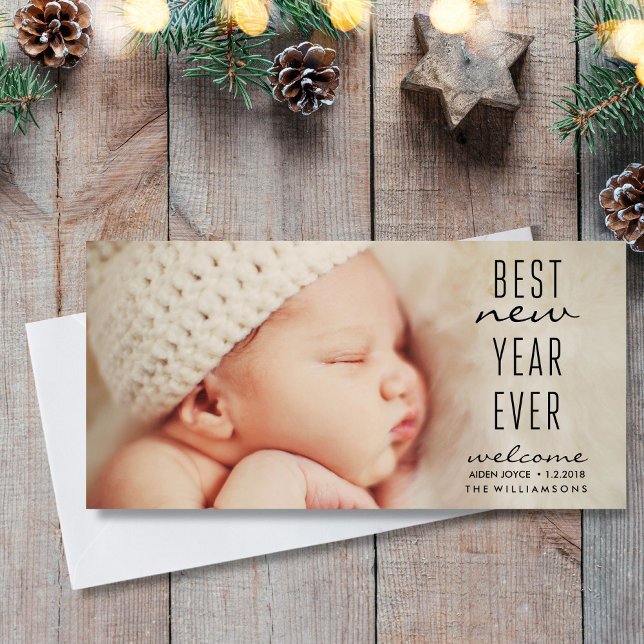 New Baby Best New Year Ever Modern Holiday Photo (Creator Uploaded)