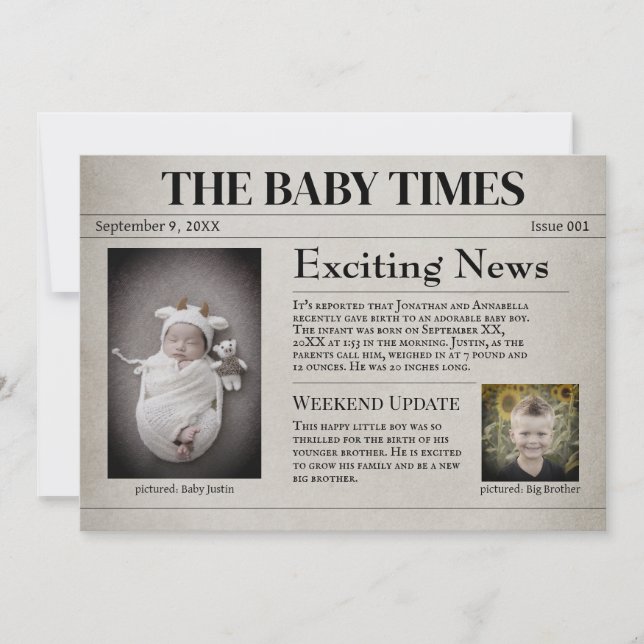 New Baby Birth Announcement (Front)