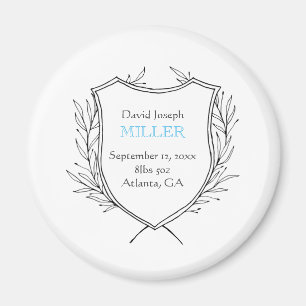 New Baby Birth Announcement Family Crest Blue Magnet