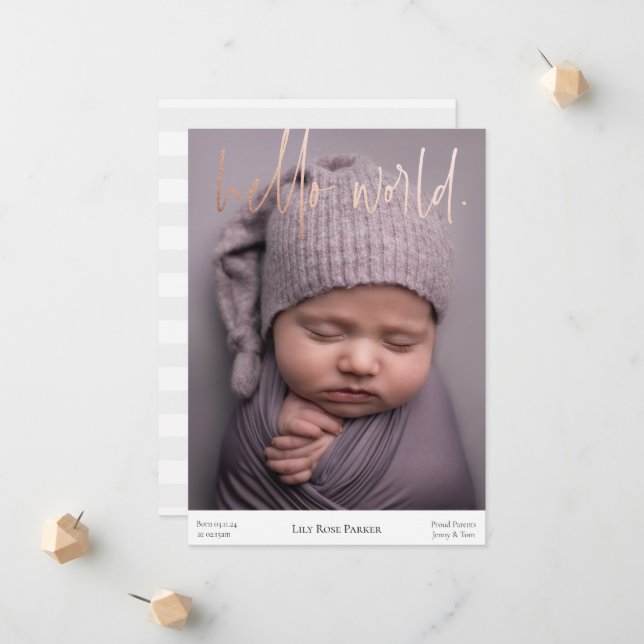 New Baby Birth Announcement Photo Card Newborn  (Front/Back In Situ)