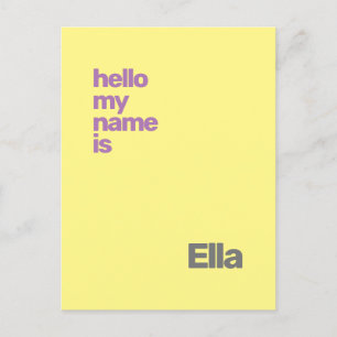 new baby birth announcement yellow purple custom postcard
