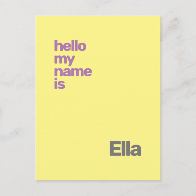 new baby birth announcement yellow purple custom  postcard (Front)