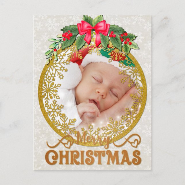 New baby birth stats Christmas Postcard (Front)