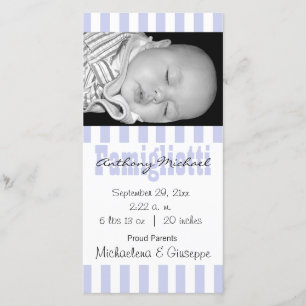 New Baby Blue And White Striped Photo Card