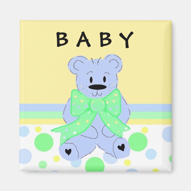 New Baby Blue Teddybear Magnet (Front)