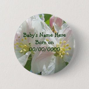 New Baby Born buttons Baby's Name Birth Date