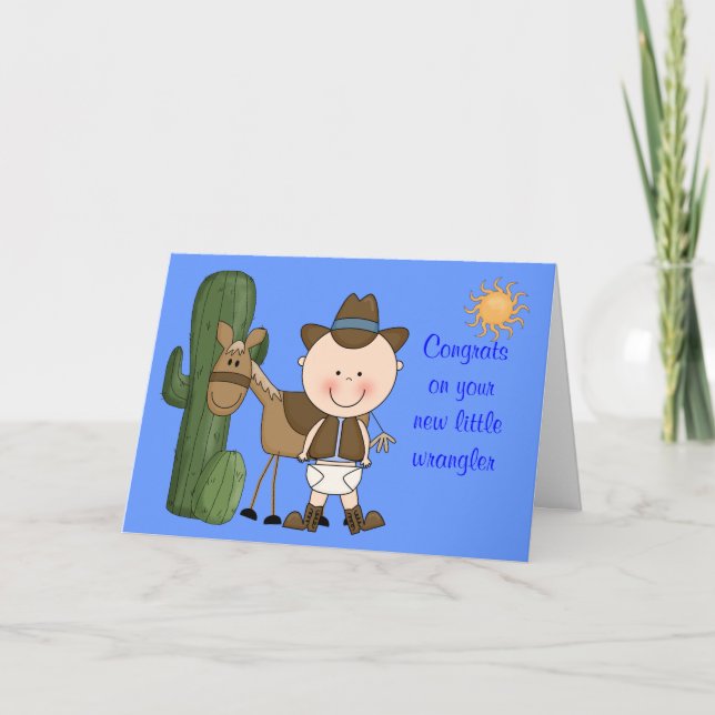 New Baby Boy and Pony Congratulations - Western Card (Front)