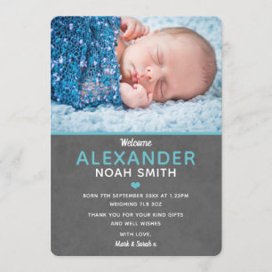 New baby boy announcement and thank you card