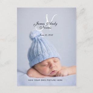 New Baby Boy Announcement Photo Postcards