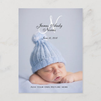 New Baby Boy Announcement Photo Postcards
