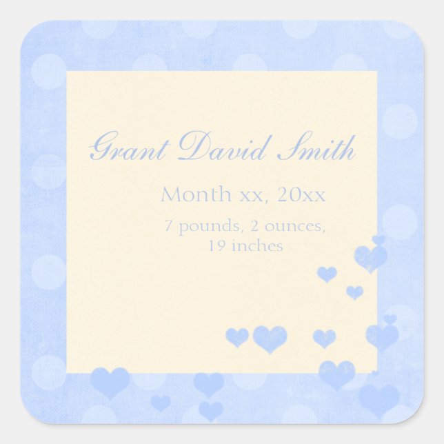 New Baby Boy Announcement Sticker (Front)