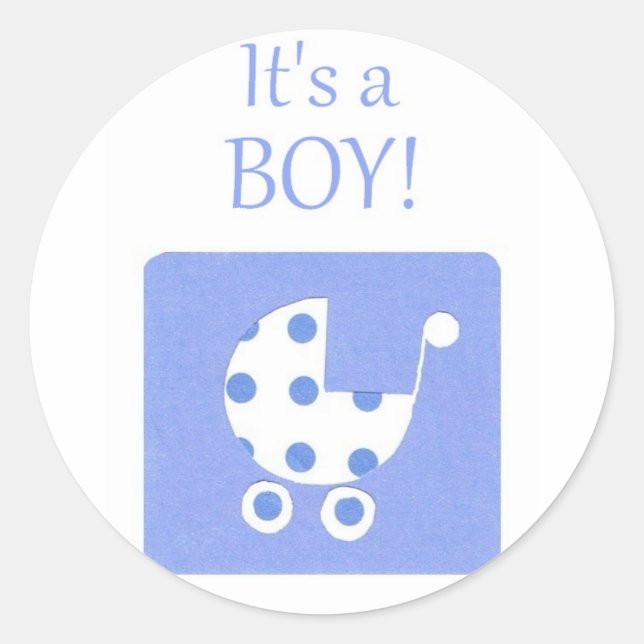 New Baby Boy Announcement Stickers (Front)