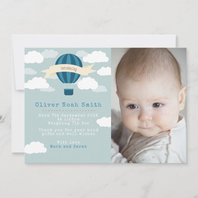 New baby boy announcement/thank you card (Front)