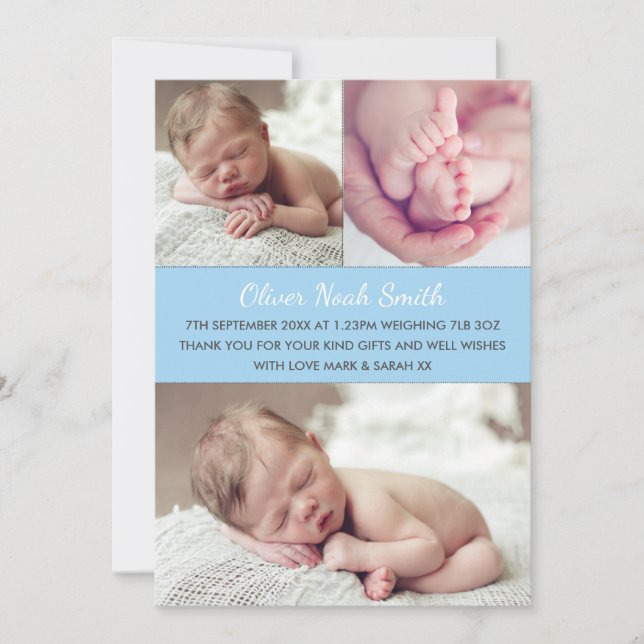 New baby boy announcement/thank you card (Front)