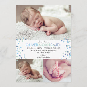 New baby boy announcement/thank you card A5