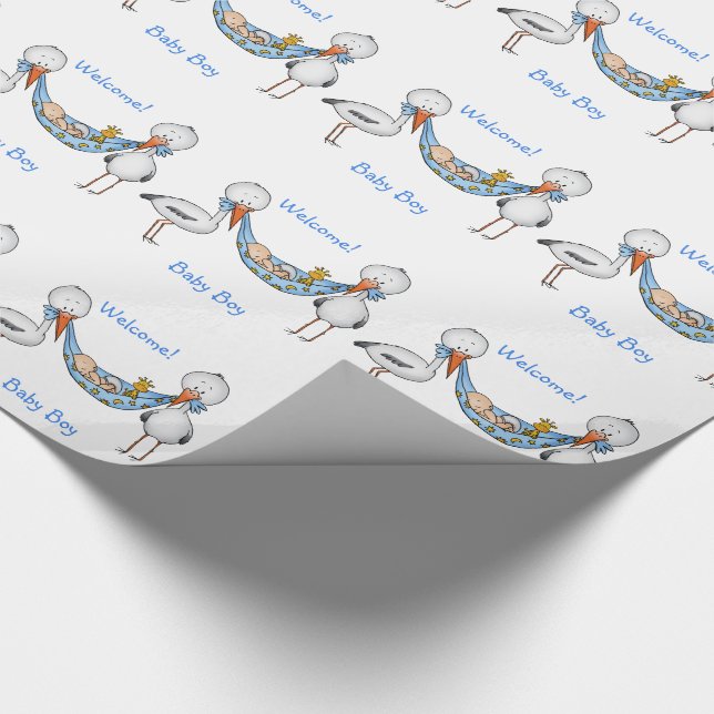 New Baby Boy - Baby Shower Gift Wrapping Paper (Corner)