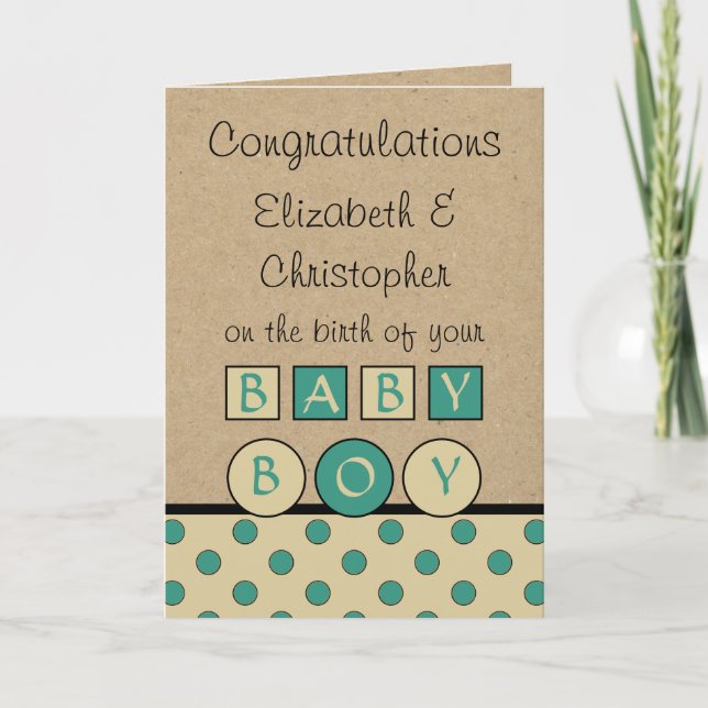 New Baby Boy big love rustic beige green Card (Front)