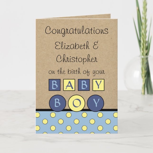 New Baby Boy big love rustic blue yellow Card (Front)