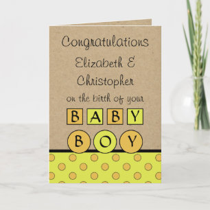 New Baby Boy big love rustic orange green Card