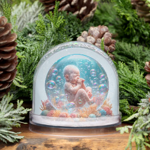 New Baby Boy Birth Announcement Snow Globe