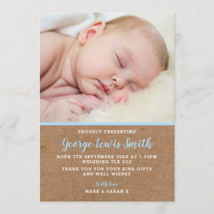 New baby boy birth announcement/thank you card