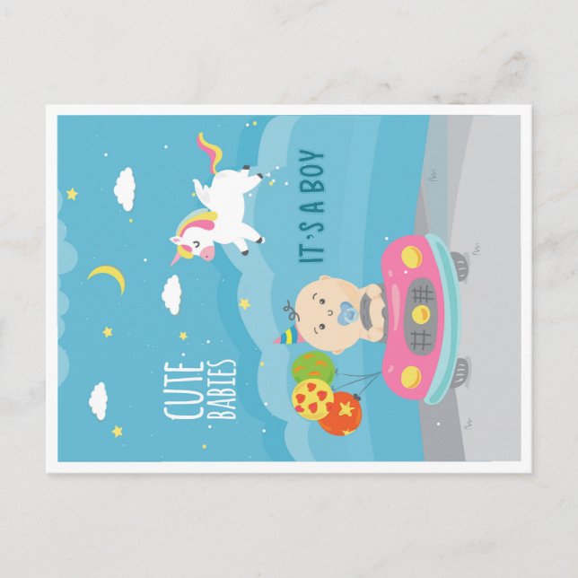 New Baby Boy Born Greeting Card (Front)